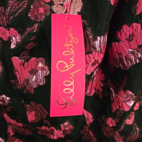 Lilly Pulitzer NWT Leya Floral Jaquard Dress Evergreen Hibis Kiss Jaquard Size 4 - Picture 9 of 14